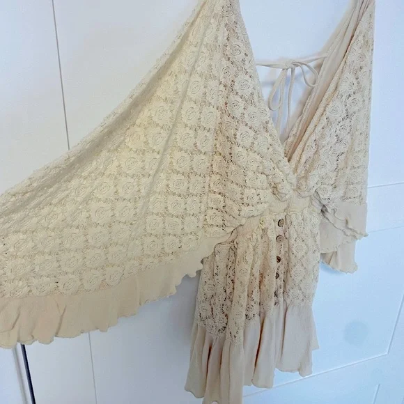 Vici Fly Far Cotton Blend Crochet Dress- Vici Vintage Crochet Romper Dress - Picture 9 of 13